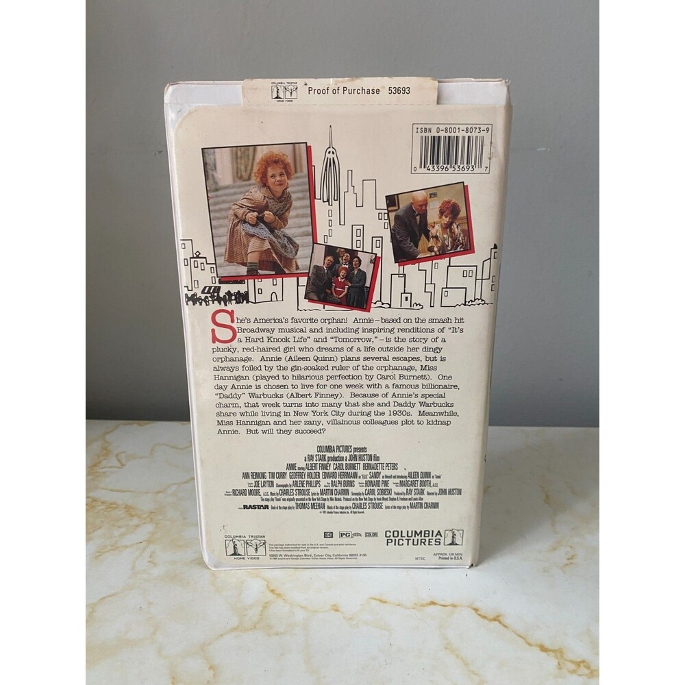 Annie VHS Video Tape Tim Curry Albert Finney COLUMBIA TRISTAR HOME ENTERTAINMENT - Picture 2 of 3